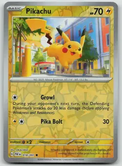 Pokemon Pikachu 018/091 Paldean Fates Common Reverse Holo NM - Image 1