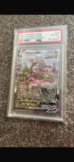 2021 Pokemon Evolving Skies #218/203 Rayquaza VMAX Secret Alt Art PSA 10 7236 - Image 1