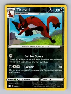 Thievul 048/072 Holo Rare Shining Fates Pokemon Reverse Holo Near Mint - Image 1