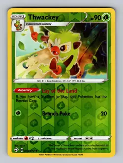 Thwackey 012/072 Uncommon Shining Fates Pokemon Reverse Holo Near Mint - Image 1