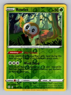Rowlet 006/072 Common Shining Fates Pokemon Reverse Holo Near Mint - Image 1