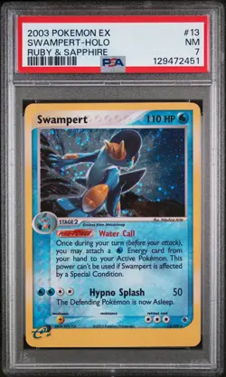 2003 POKEMON EX RUBY & SAPPHIRE #13 SWAMPERT-HOLO PSA 7 - Image 1