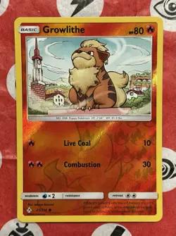 Growlithe 21/214 Reverse Holo NM SM 2019 Unbroken Bonds Pokemon - Image 1