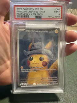 2023 Pokemon Pikachu with Grey Felt Hat 085 Van Gogh Promo PSA 9 - Image 5