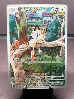 Pokemon TCG Meowth 106/094 Illustration Rare Full Art Holo Phantasmal Flames - Image 1