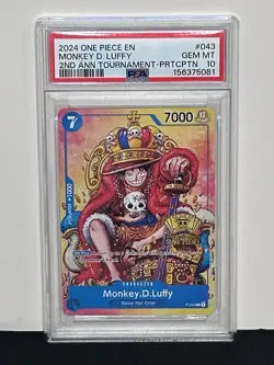 Monkey D. Luffy PSA10 2024 One Piece Promos 2nd Ann Tournament-Prtcptn #043 - Image 1