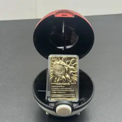 Pokemon Poliwhirl Gold Plated Metal Card Bar in Pokeball Case 1999 Nintendo - Image 1