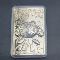 Pokemon Poliwhirl Gold Plated Metal Card Bar in Pokeball Case 1999 Nintendo - Image 2
