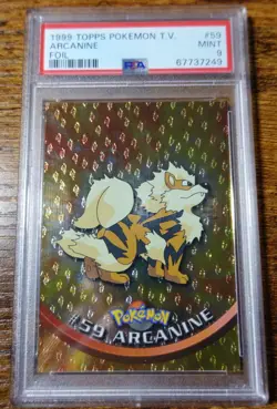 Arcanine #59 Topps Foil PSA 9 Topps T.V. Series 1999 Pokemon Card Graded MINT 9 - Image 1