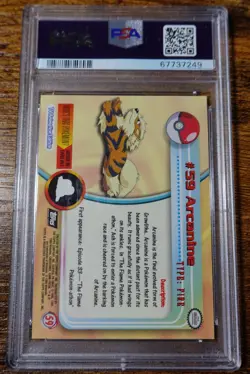 Arcanine #59 Topps Foil PSA 9 Topps T.V. Series 1999 Pokemon Card Graded MINT 9 - Image 2