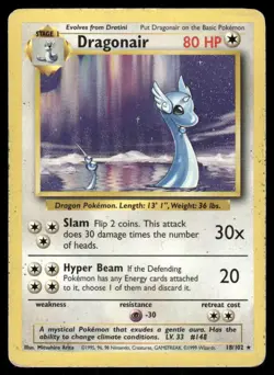 Pokemon Cards Dragonair 18/102 Base Set Unlimited Rare MP - Image 1