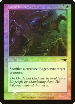 Fanatical Devotion Foil Nemesis MTG Magic the Gathering White Enchantment Card - Image 1