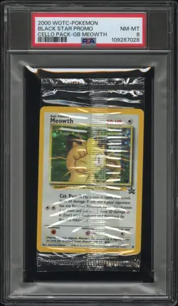 2000 WOTC-POKEMON BLACK STAR PROMO-CELLO PACK GAME BOY MEOWTH CELLO PACK PSA 8 - Image 1