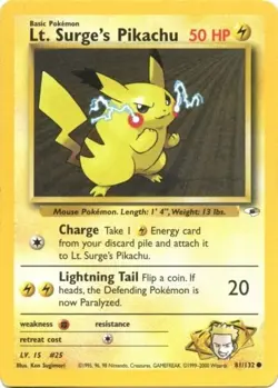 Lt. Surge's Pikachu (81/132) Gym Heroes Unlimited​ - Lightly Played Pokemon TCG - Image 1