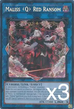 3X Yugioh Maliss Q Red Ransom MP25-EN125 Secret Rare 1st Editiion NM - Image 1
