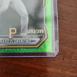 2026 Bowman Mega Box Edward Florentino Chrome Neon Green Mojo Refractor 393/399 - Image 3