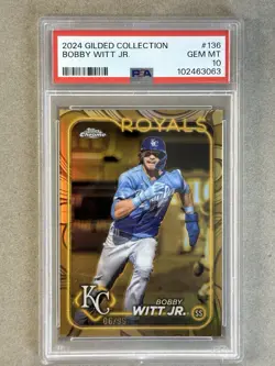 PSA 10 GEM MT Bobby Witt Jr 2024 Topps Gilded Collection #136 #'d /99 ROYALS - Image 1