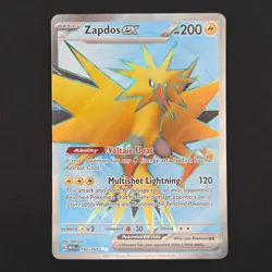 Pokemon TCG Card Zapdos ex 192/165 Scarlet Violet 151 Full Art Holo - NM - Image 1
