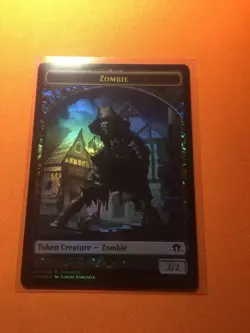 MTG Magic The Gathering Zombie Token Foil Prerelease Promo Double Sided - Image 1