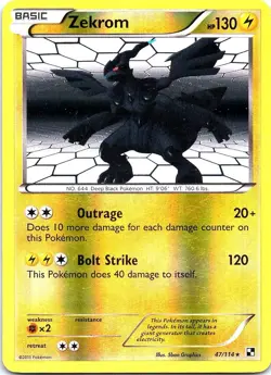 Zekrom 47/114 Holo Rare Black & White Pokemon Reverse Holo Near Mint - Image 1