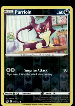 Pokemon Purrloin 090/172 Brilliant Stars Reverse Holo Common 5 Card Lot - Image 1