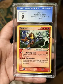 Pokemon Entei Holo Unseen Forces 113/115 Gold Star CGC 9 - Image 1