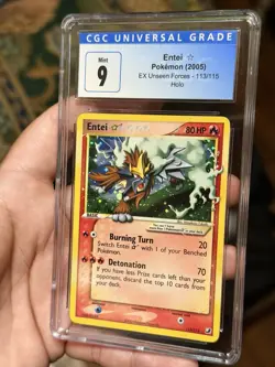 Pokemon Entei Holo Unseen Forces 113/115 Gold Star CGC 9 - Image 2