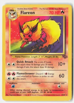 Flareon 19/64 Rare Jungle Pokemon Unlimited Heavily Played Kagemaru Himeno - Image 1