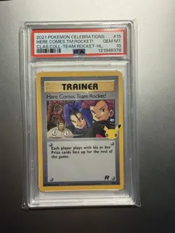 2021 Pokemon Celebrations Here Comes Team Rocket! Holo PSA 10 - Image 1