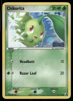 2005 Chikorita 51/115 Common Reverse Holo LP Unseen Forces Pokemon - Image 1