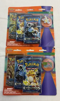 2016 Pokemon TCG XY Phantom Forces Evolutions 3 Pack Blister Pins Sealed Lot - Image 1