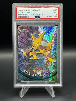 2000 Topps Chrome Pokemon TV Spectra ALAKAZAM #65 PSA 7 - Image 1