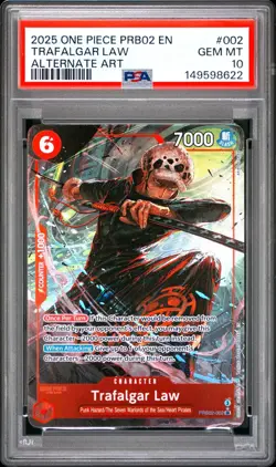 2025 One Piece PRB02-002 Trafalgar Law Alternate Art English PSA 10 GEM MINT 💎 - Image 1