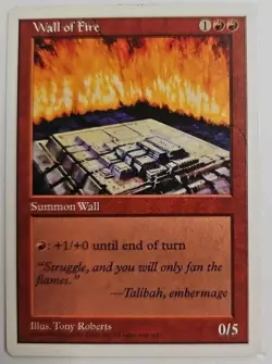 MTG Magic The Gathering Card Wall of Fire Summon Wall Red 1997 - Image 1