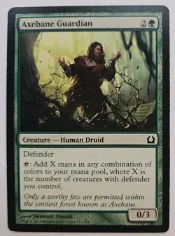 MTG Magic The Gathering Card Axebane Guardian Creature Human Druid Green RTR - Image 1