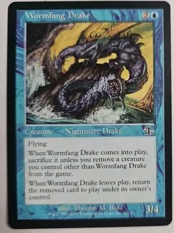 MTG Magic The Gathering Card Wormfang DrakeCreatureNightmare Drake Blue Judgm - Image 1