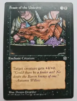 MTG Magic The Gathering Card Feast of the Unicorn Enchant Creature Black Homelan - Image 1