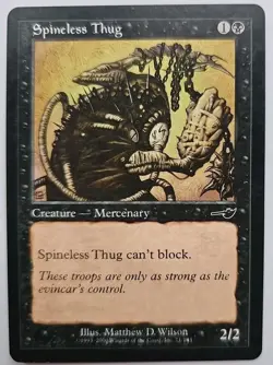 MTG Magic The Gathering Card Spineless Thug Creature Mercenary Black Nemesis - Image 1