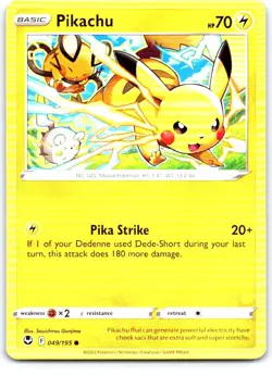 Pikachu 049/195 Common Silver Tempest Pokemon Near Mint - Image 1
