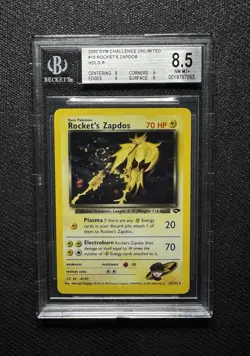 2000 POKEMON GYM CHALLENGE HOLO #15 ROCKET'S ZAPDOS BGS 8.5 SUBGRADES SWIRL - Image 1