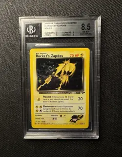 2000 POKEMON GYM CHALLENGE HOLO #15 ROCKET'S ZAPDOS BGS 8.5 SUBGRADES SWIRL - Image 2