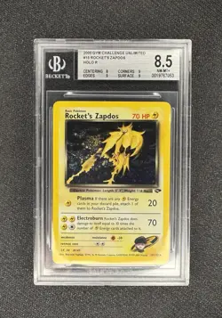 2000 POKEMON GYM CHALLENGE HOLO #15 ROCKET'S ZAPDOS BGS 8.5 SUBGRADES SWIRL - Image 3