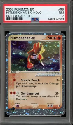 Pokemon Hitmonchan ex EX Ruby & Sapphire Holo Ultra Rare #98 PSA 7 - Image 1