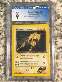 2000 Pokemon Gym Challenge Unlimited Rocket's Zapdos 15 CGC 9 - Image 3