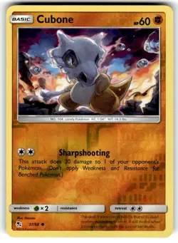 Cubone 37/68 Common Hidden Fates Pokemon Reverse Holo NM - Image 1