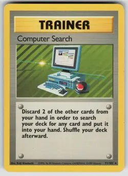 Computer Search 71/102 Rare Base Set Unlimited Pokemon Heavily Played - Image 1