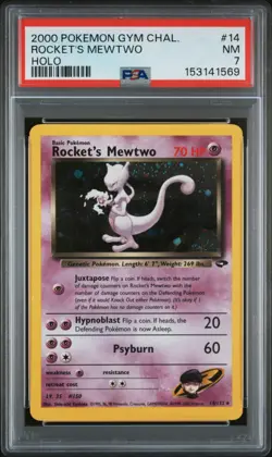 2000 POKEMON GYM CHALLENGE HOLO #14 ROCKET'S MEWTWO PSA 7 - Image 1