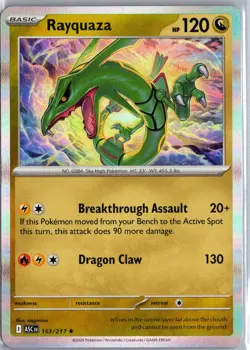 Rayquaza 153/217 Rare Ascended Heroes Pokemon Holo Near Mint - Image 1