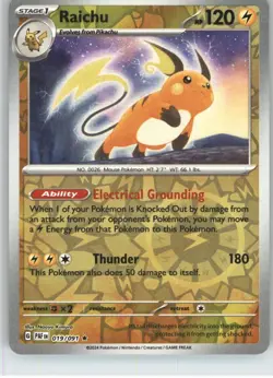 Raichu (Paldean Fates) 19/091 Rare Deck Exclusives Pokemon Near Mint - Image 1