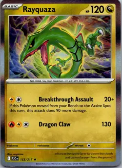 Rayquaza 153/217 Rare Ascended Heroes Pokemon Holo Near Mint - Image 1